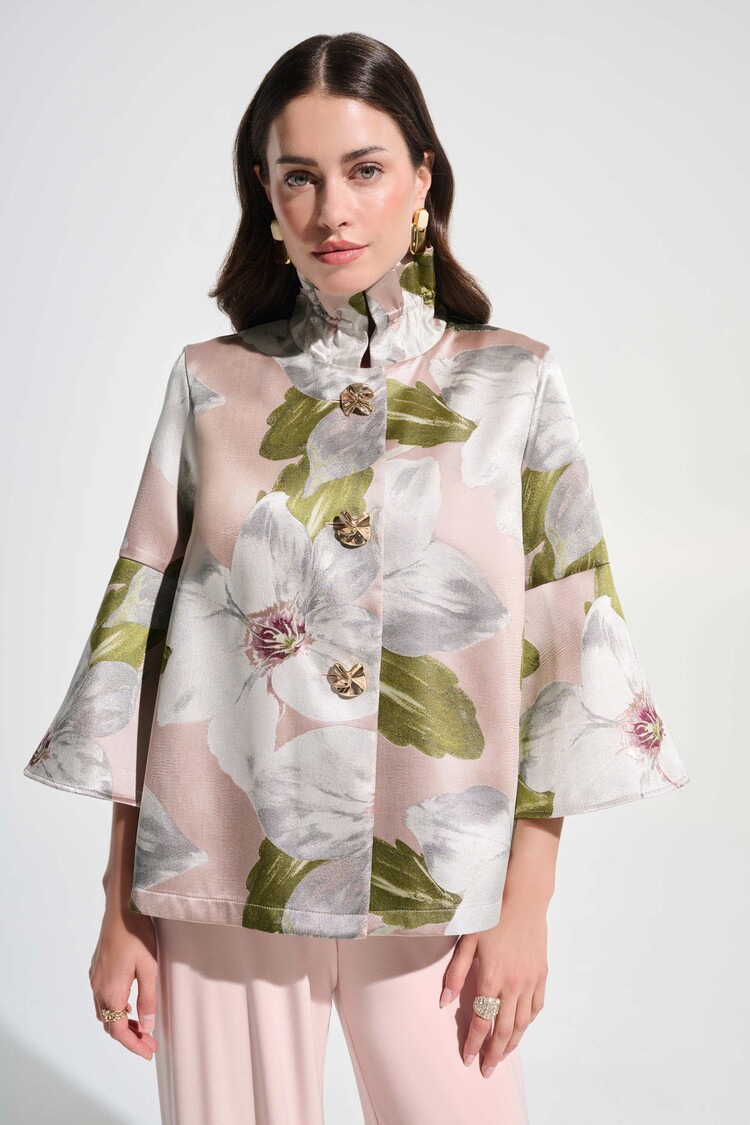 Joseph Ribkoff Joseph Ribkoff Floral Jacquard Trapeze Jacket W/ Bell Sleeves 262702