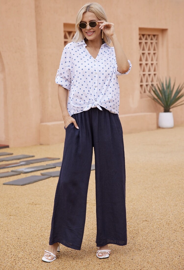 Orange Fashion Coastal Linen Pant 15315