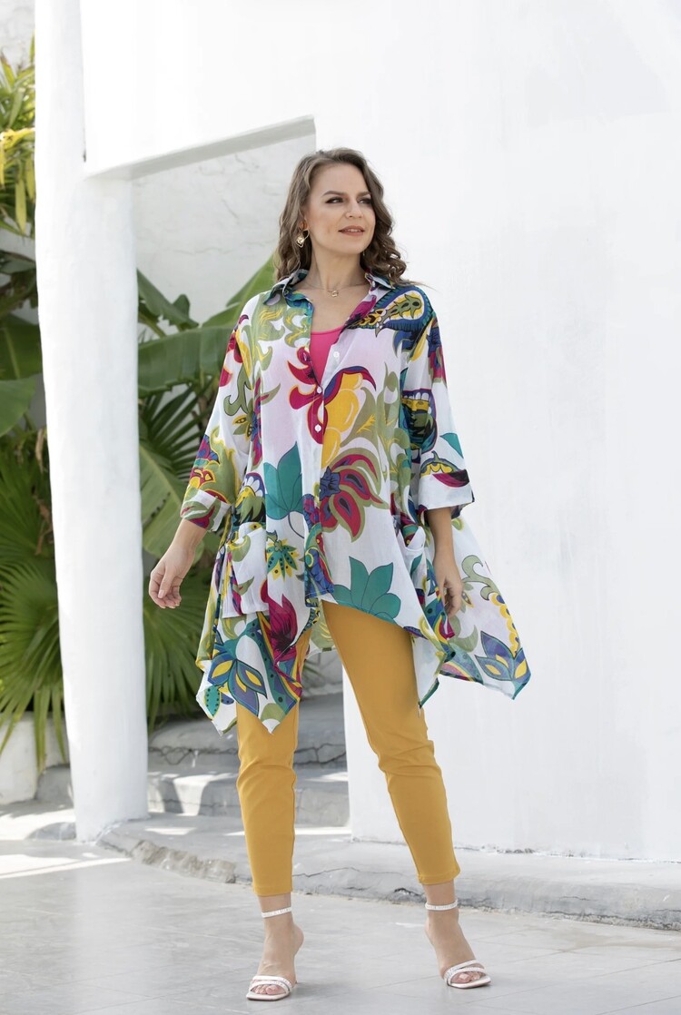 Orange Fashion Printed Cotton Tunic CR-104