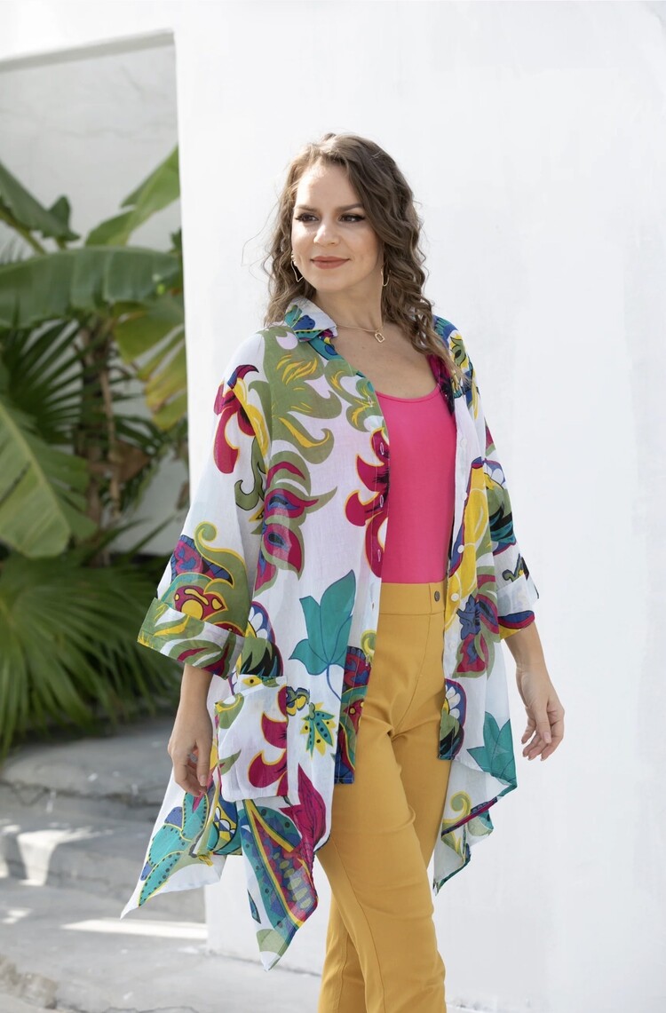 Orange Fashion Printed Cotton Tunic CR-104