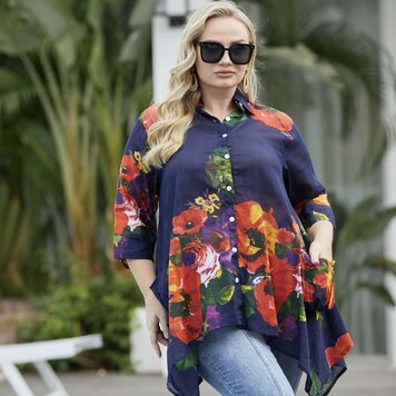 Orange Fashion Village CR-97 Floral Top