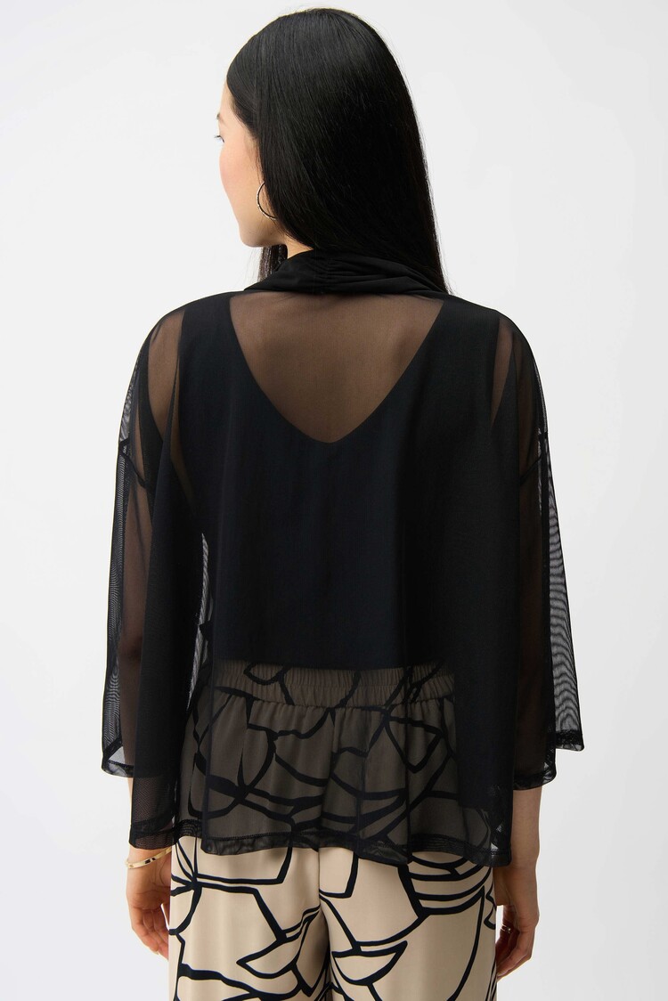 Joseph Ribkoff Joseph Ribkoff Mesh and Silky Knit Draped Open Front Cover-Up 261204