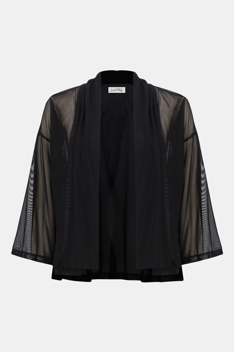 Joseph Ribkoff Joseph Ribkoff Mesh and Silky Knit Draped Open Front Cover-Up 261204