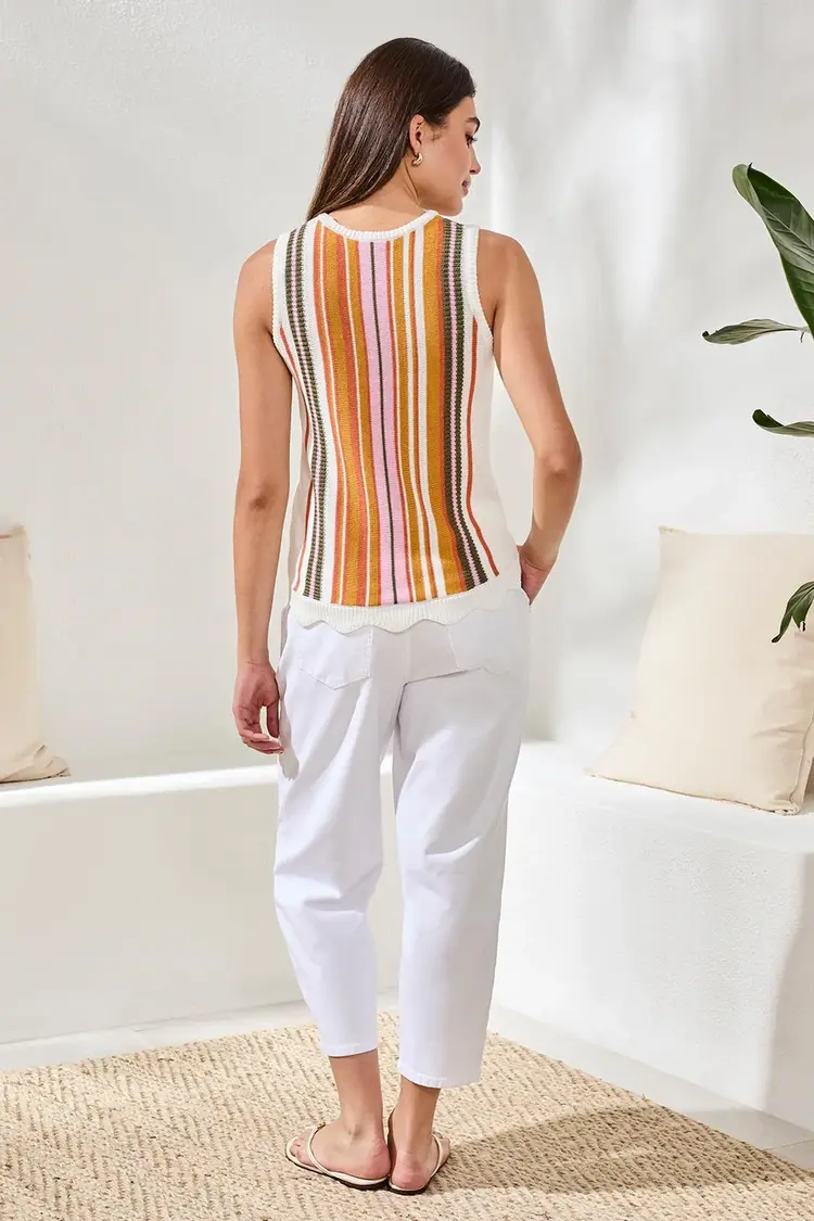 Tribal Tribal Crew Neck Sleeveless Sweater 6117O