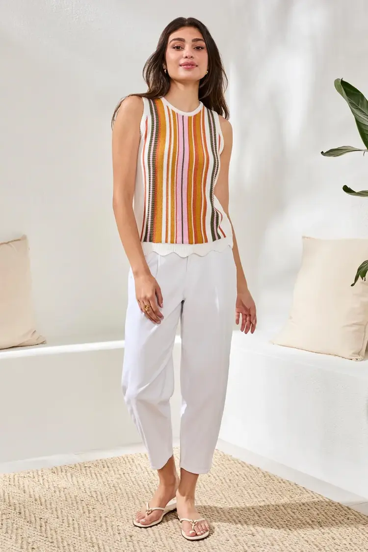 Tribal Tribal Crew Neck Sleeveless Sweater 6117O