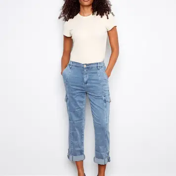 Charlie B Charlie B Stretch Tencel Cargo Pants W/ Adjustable Hem C5492