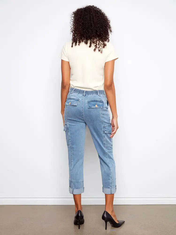 Charlie B Charlie B Stretch Tencel Cargo Pants W/ Adjustable Hem C5492