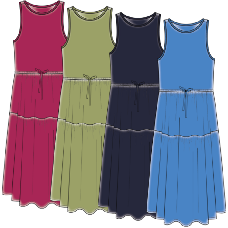 Tribal Tribal Mixed Media Sleeveless Boat Neck Maxi Dress 5776O
