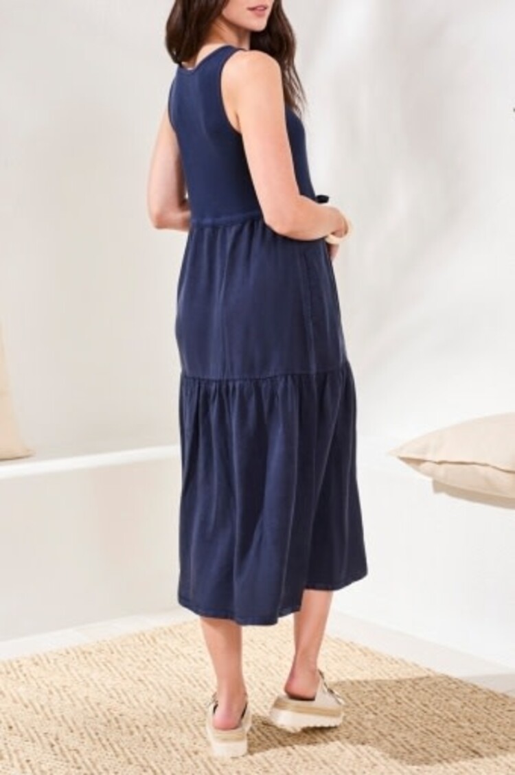Tribal Tribal Mixed Media Sleeveless Boat Neck Maxi Dress 5776O