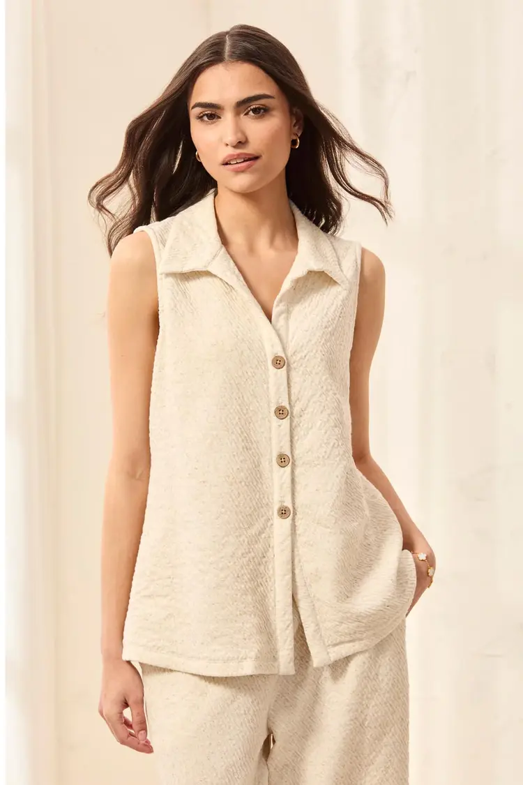 Tribal SLVLESS BUTTON DOWN TOP-MOSS