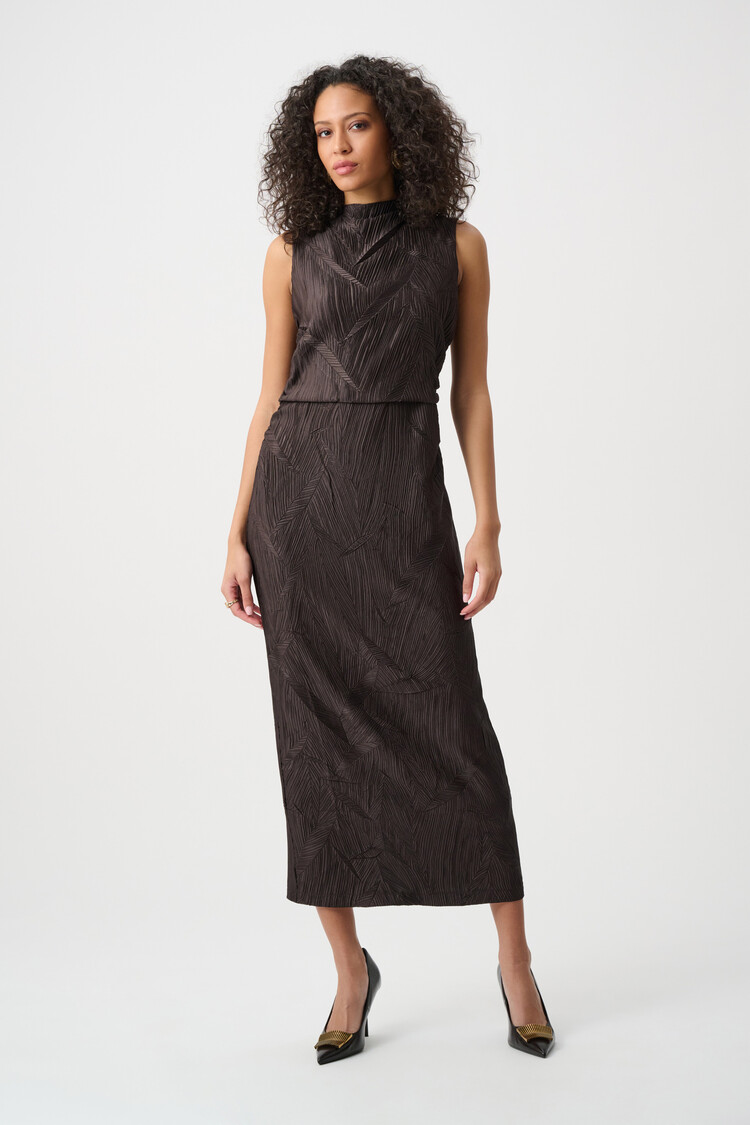 Joseph Ribkoff Joseph Ribkoff Pleated Satin Sleeveless Midi Dress 263147