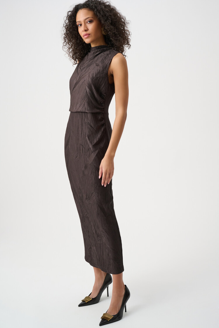 Joseph Ribkoff Joseph Ribkoff Pleated Satin Sleeveless Midi Dress 263147