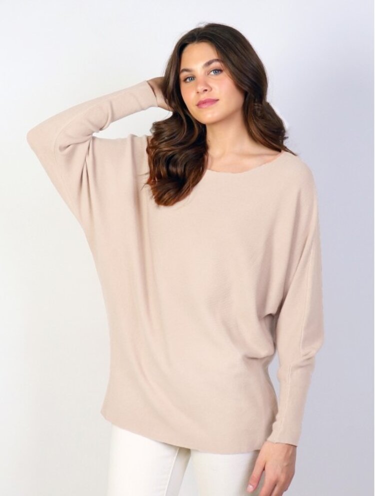 Cherie Bliss Cherie Bliss One Size Long Bat Sleeve Pullover Loose Top CL1319