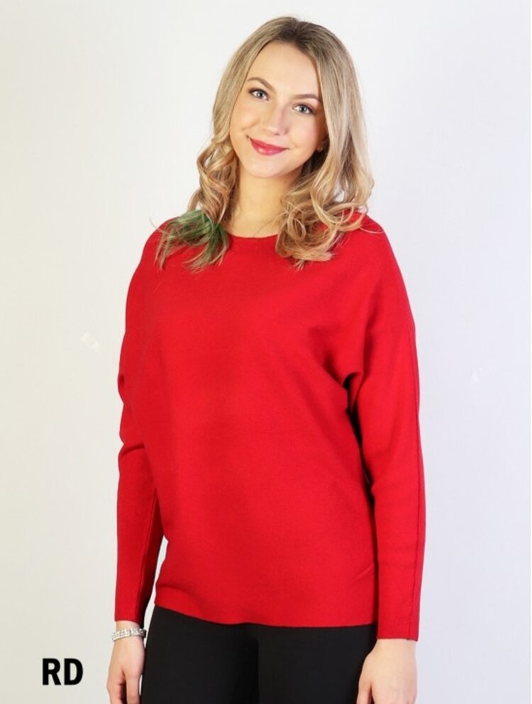 Cherie Bliss Cherie Bliss One Size Long Bat Sleeve Pullover Loose Top CL1319