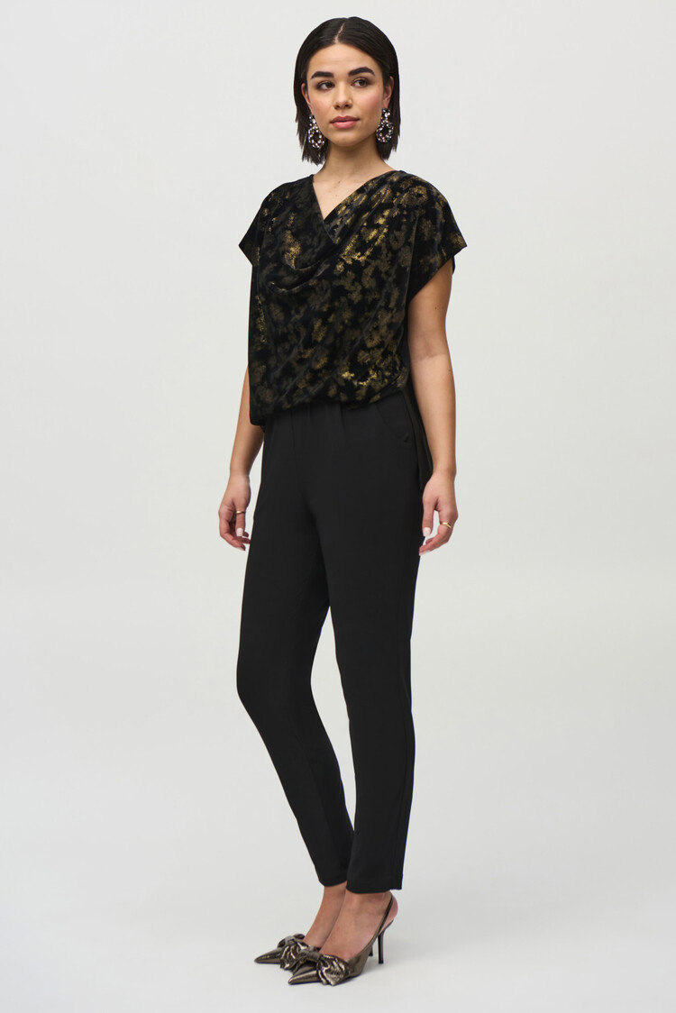 Joseph Ribkoff Joseph Ribkoff 244001 Silky Knit And Foiled Velvet Jumpsuit