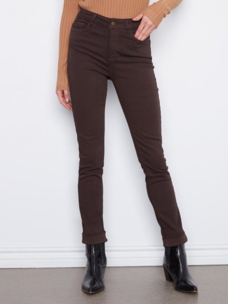 Charlie B Charlie B Cuffed Hem Slim 5 Pocket Stretch Denim Pants C5309Y