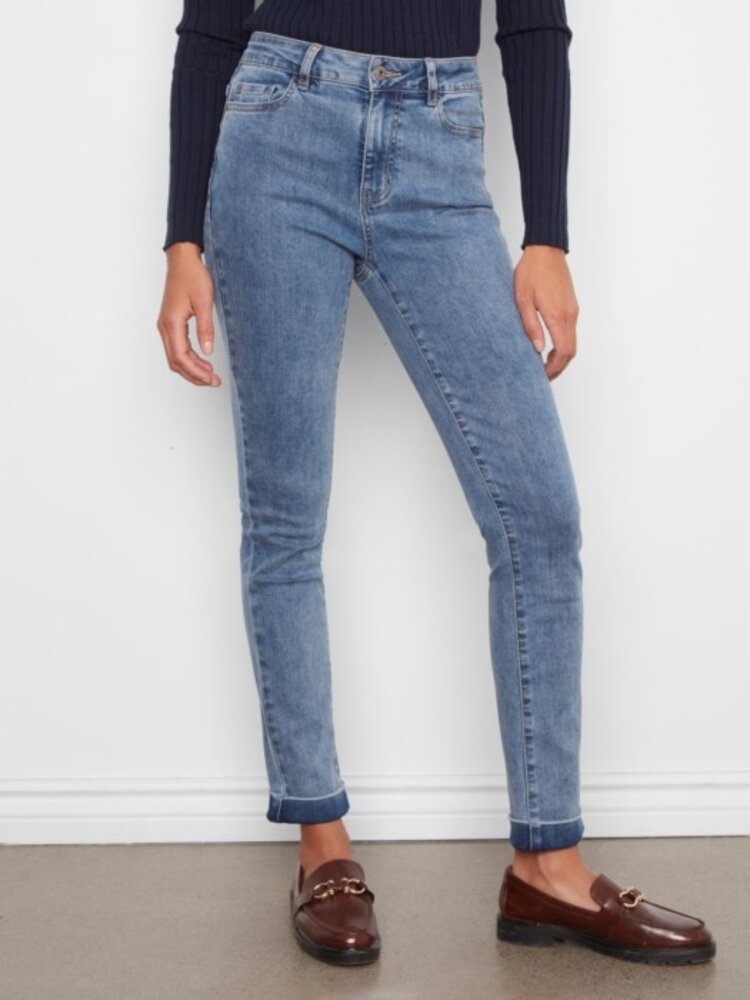 Charlie B Charlie B Cuffed Hem Slim 5 Pocket Stretch Denim Pants C5309Y