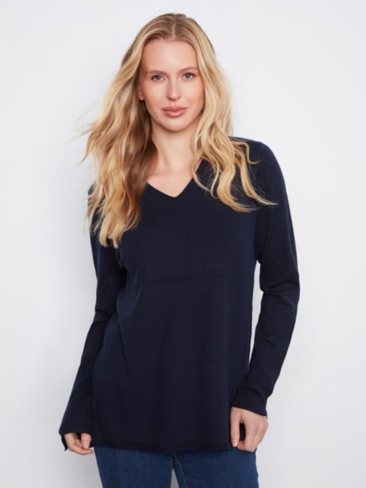 Charlie B Charlie B Long Sleeve V Neck Sweater C2279RPR