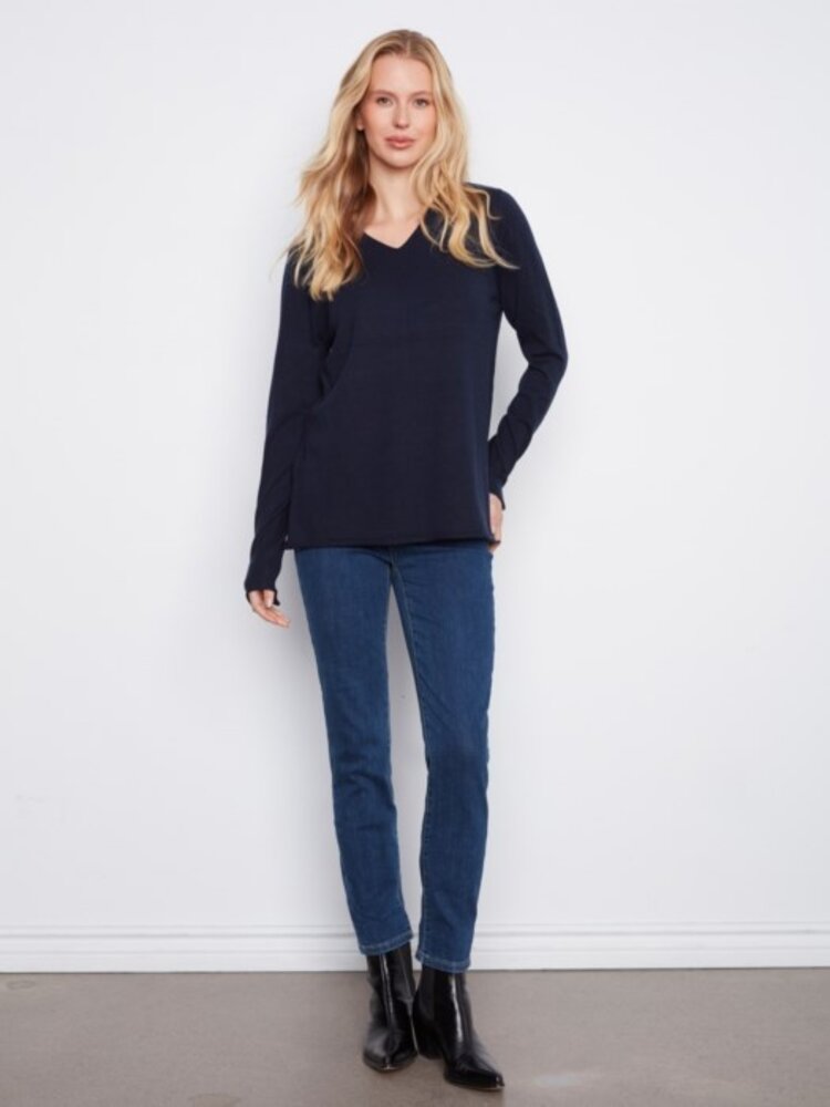 Charlie B Charlie B Long Sleeve V Neck Sweater C2279RPR