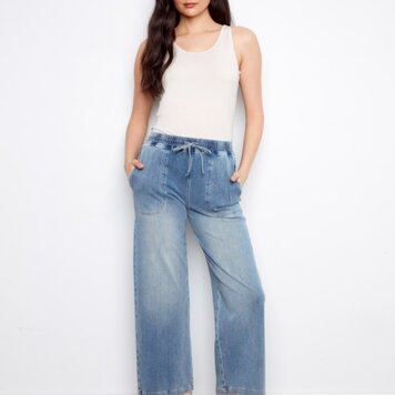 Charlie B Charlie B Knit Denim Wide Leg Jogger Pant C5787R