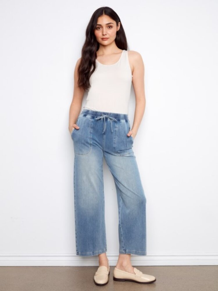 Charlie B Charlie B Knit Denim Wide Leg Jogger Pant C5787R