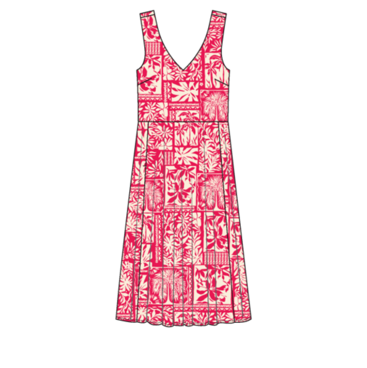 Tribal SLVLESS V NECK DRESS-SANGRIA