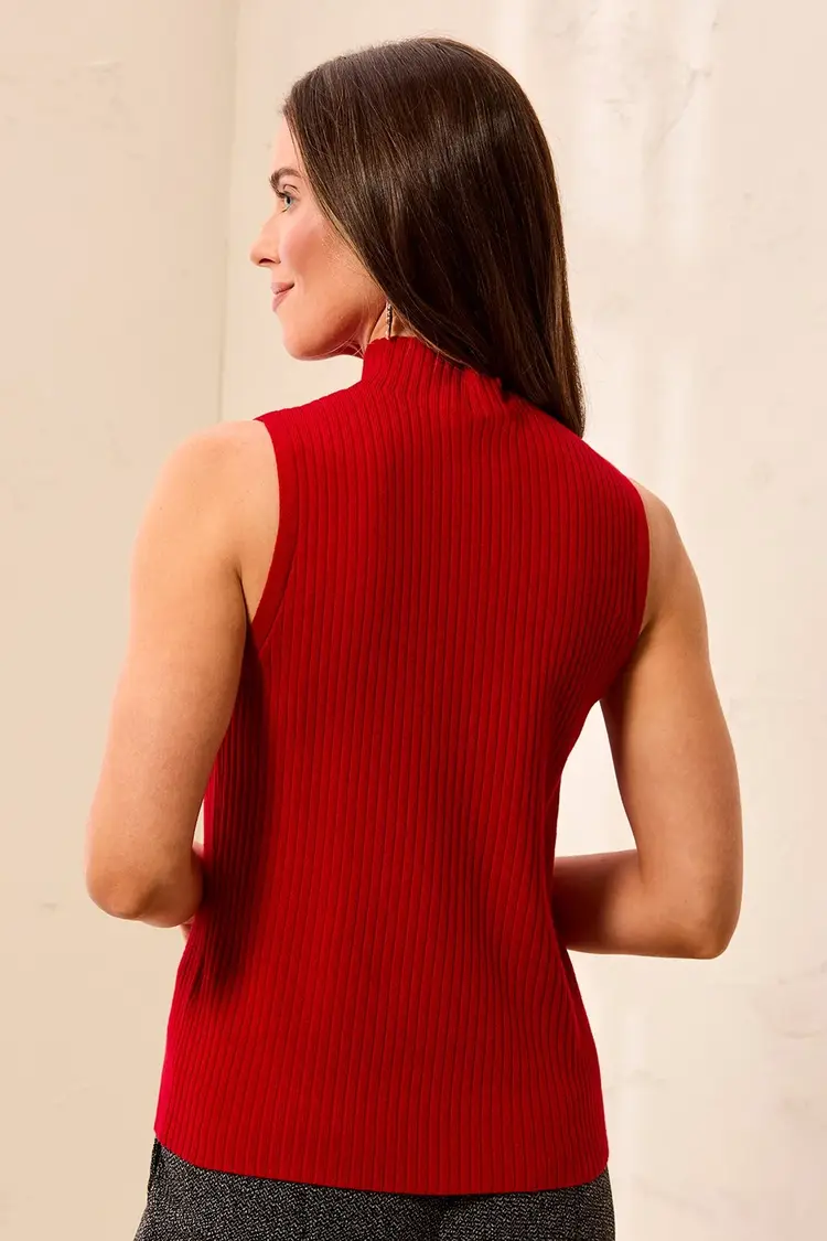 Tribal Tribal Sleeveless Funnel Neck Sweater 3124O