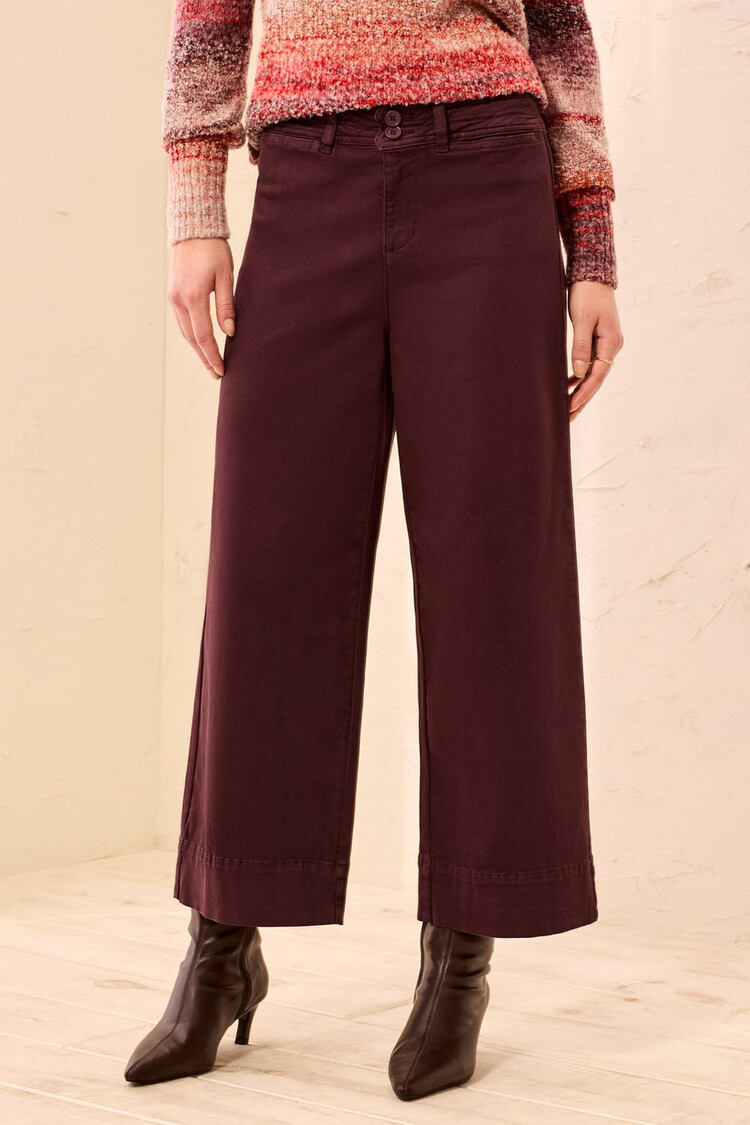 Tribal Tribal High Rise Fly Front Palazzo Pant W/ Double Button  2304O