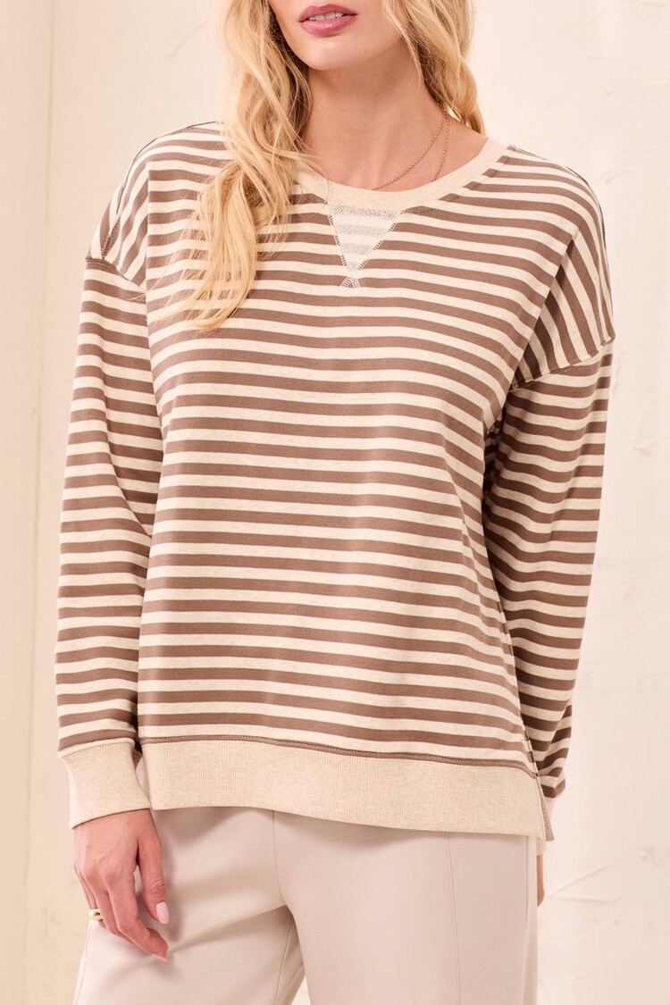Tribal Tribal Long Sleeve Crew Neck Top W/ Combo 2487O