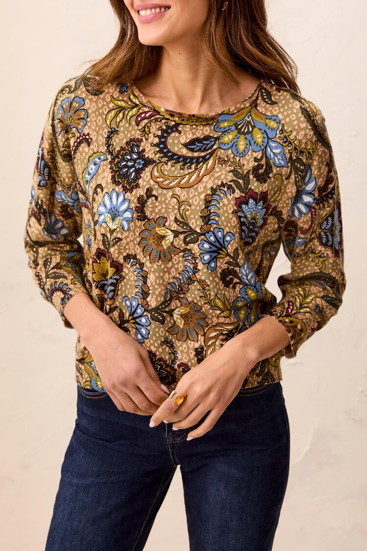 Tribal Tribal 3/4 Sleeve Crew Neck Sweater 2175O