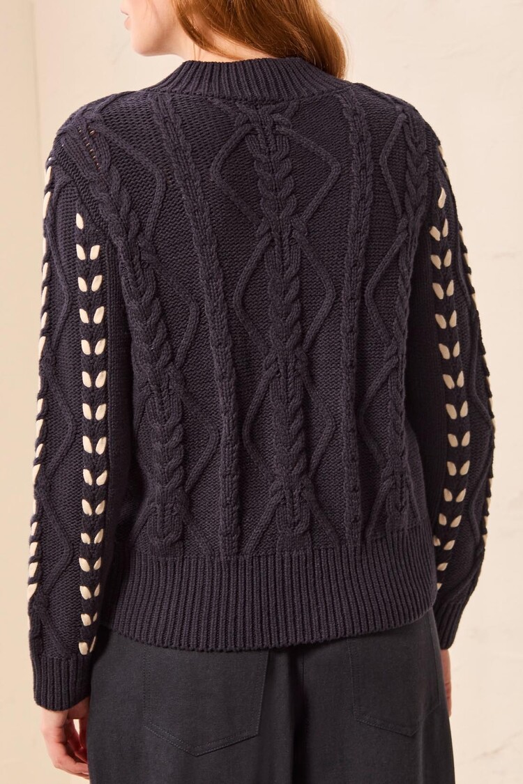Tribal Tribal Long Sleeve Mock Neck W/ Cables Detail  3129O