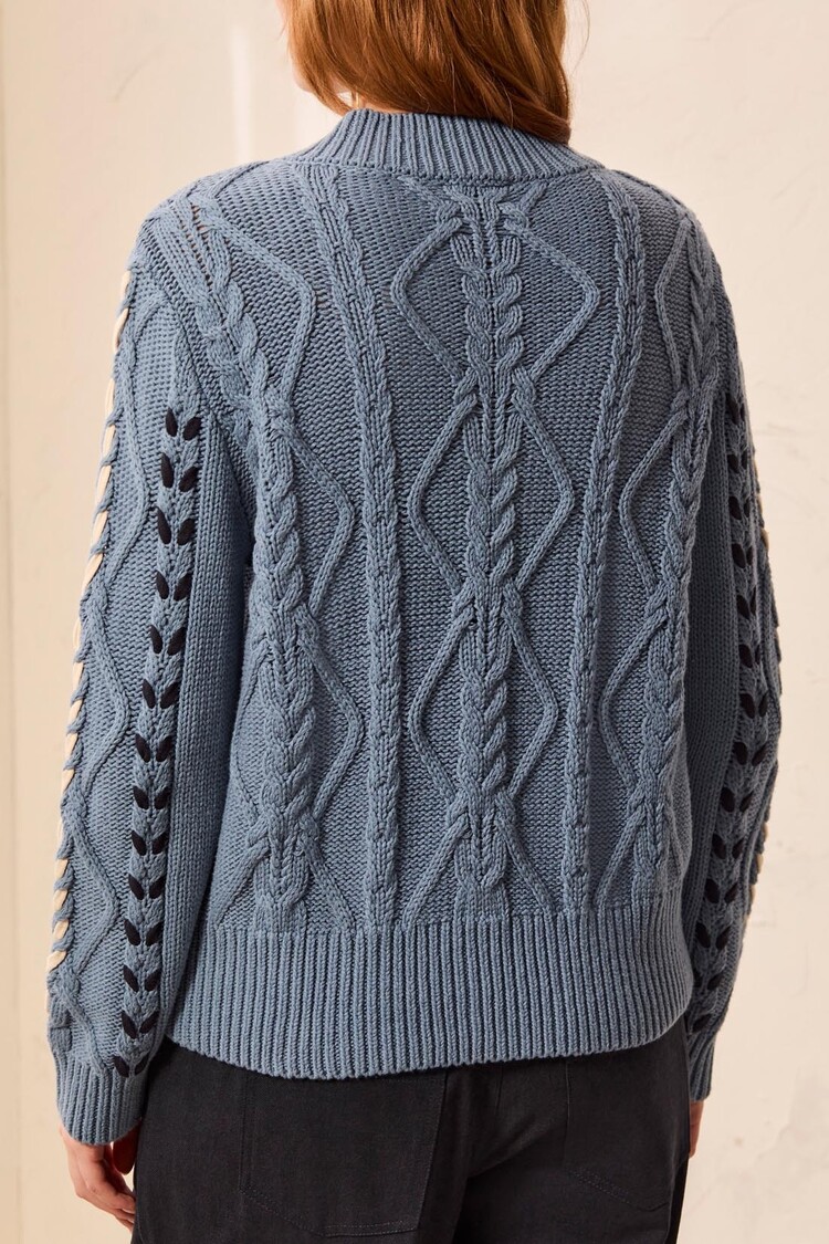Tribal Tribal Long Sleeve Mock Neck W/ Cables Detail  3129O