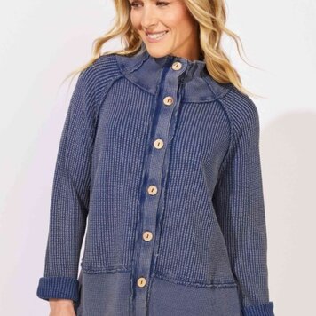 Escape Escape Button Up Mock Neck Top 97011