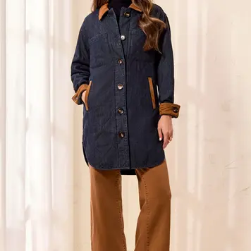 Tribal Tribal Quilted Denim Jacket With Suede 6237O