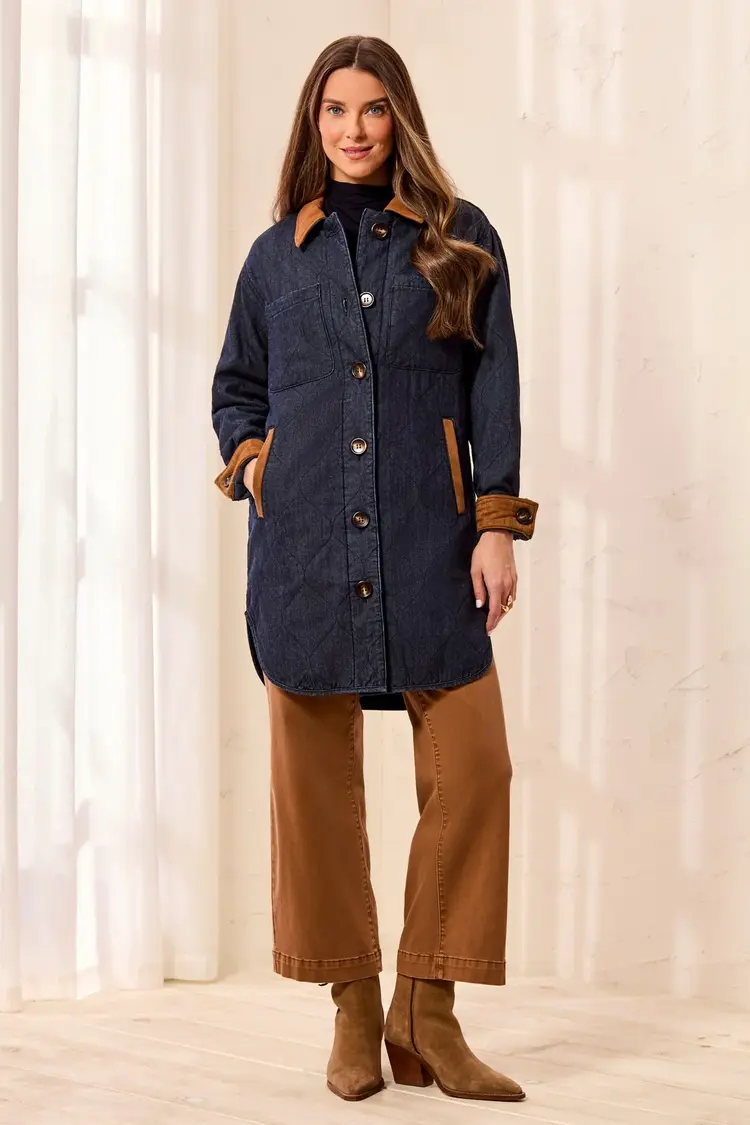 Tribal Tribal Quilted Denim Jacket With Suede 6237O