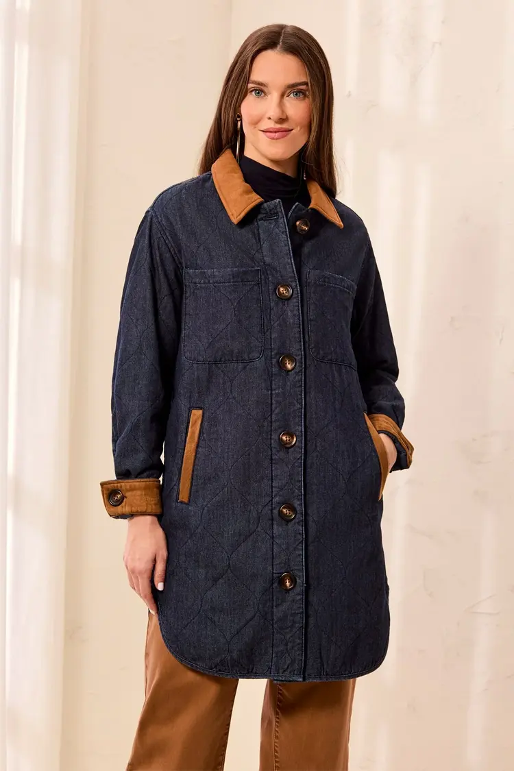 Tribal Tribal Quilted Denim Jacket With Suede 6237O