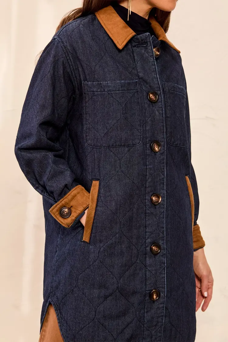 Tribal Tribal Quilted Denim Jacket With Suede 6237O
