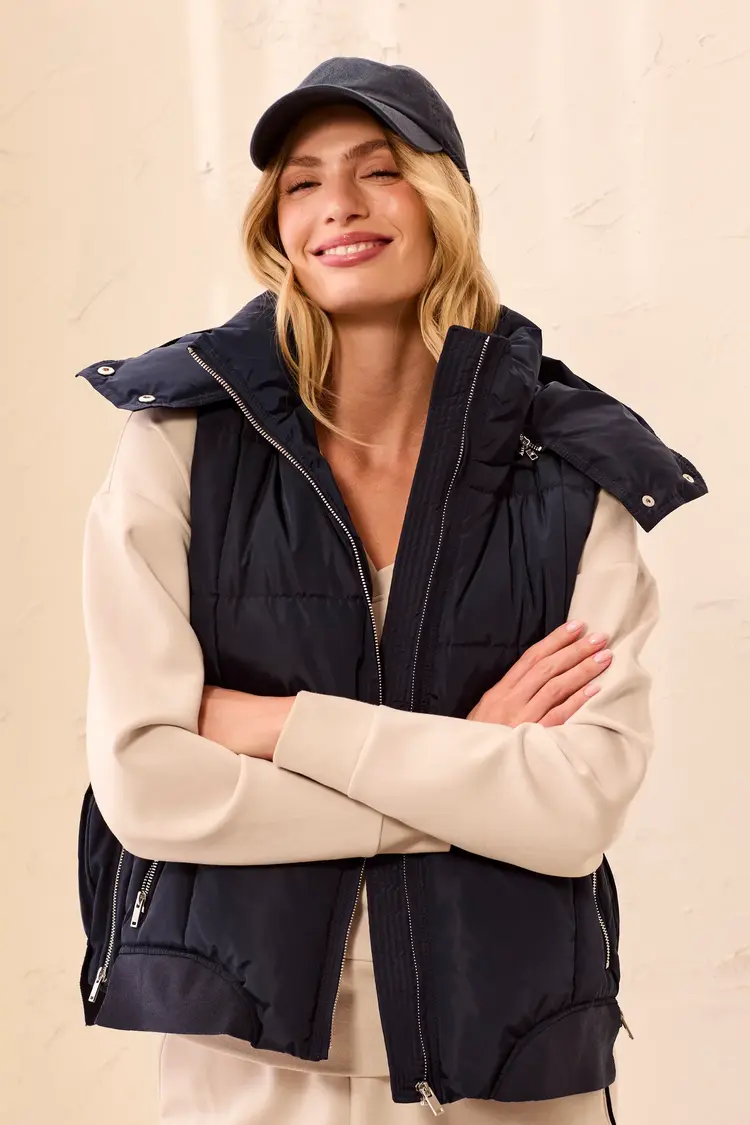 Tribal Tribal Quilted Vest with Removeable Hood 2247O