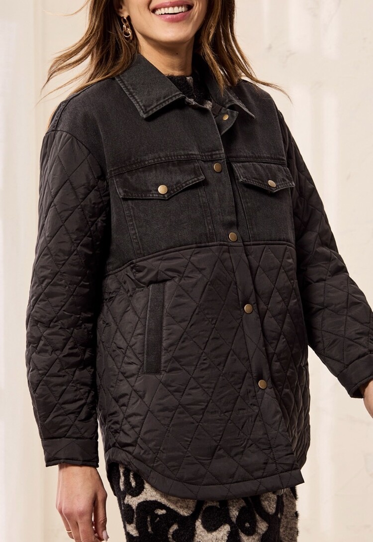 Tribal Tribal Mix Media Denim Quilted Jacket 6285O