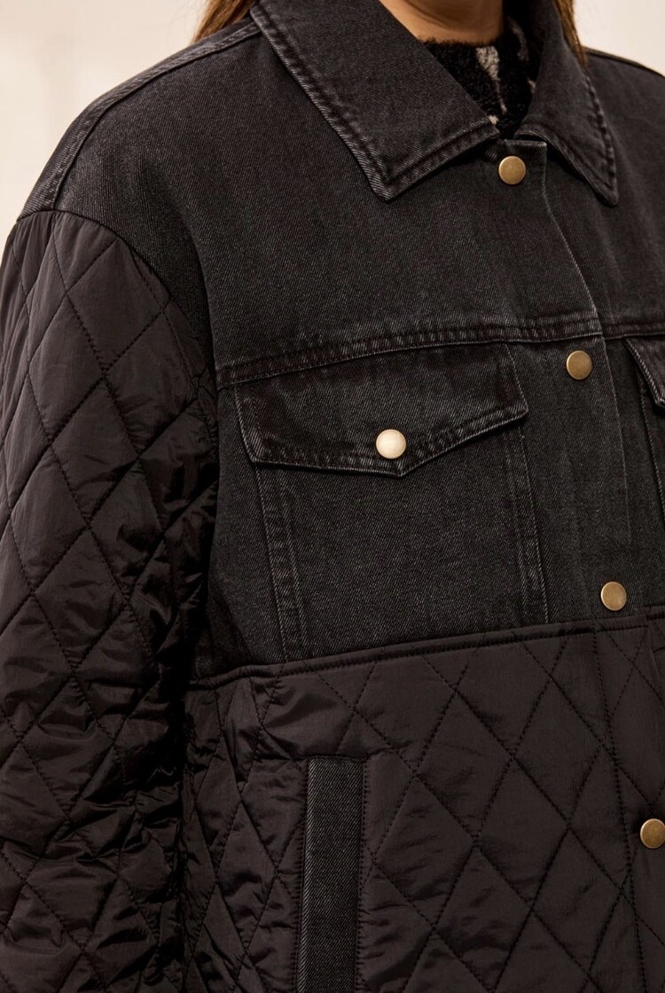 Tribal Tribal Mix Media Denim Quilted Jacket 6285O