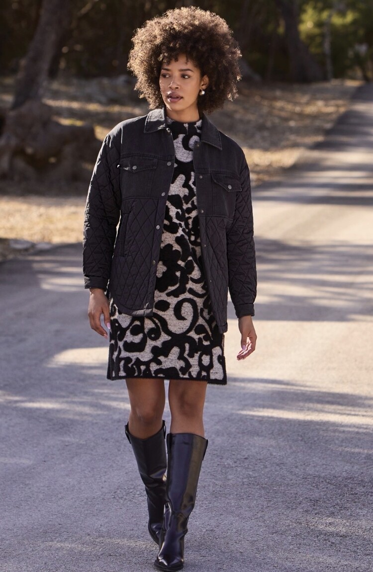 Tribal Tribal Mix Media Denim Quilted Jacket 6285O