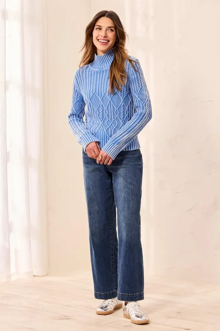 Tribal Tribal Mock Neck Sweater With Special Wash 6251O