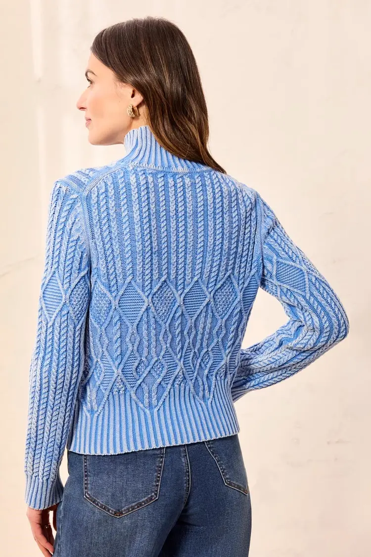 Tribal Tribal Mock Neck Sweater With Special Wash 6251O