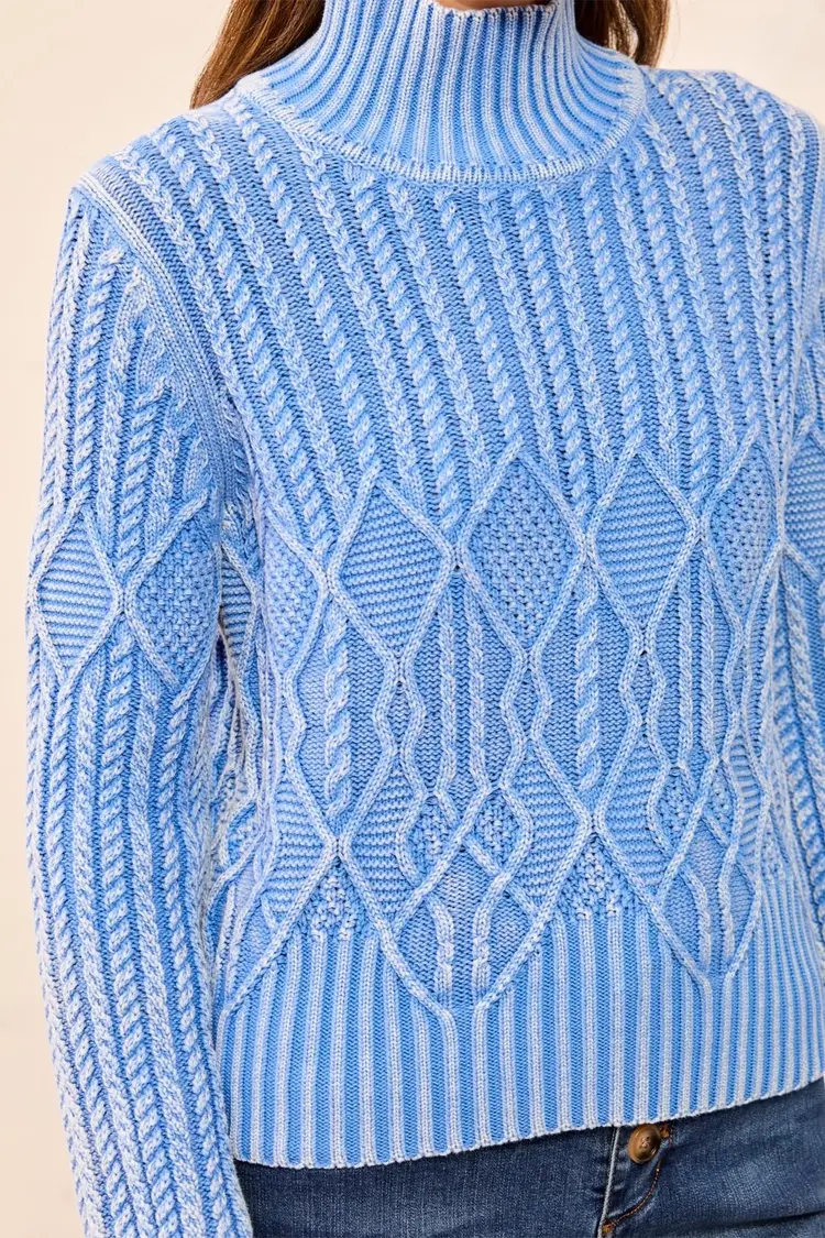 Tribal Tribal Mock Neck Sweater With Special Wash 6251O