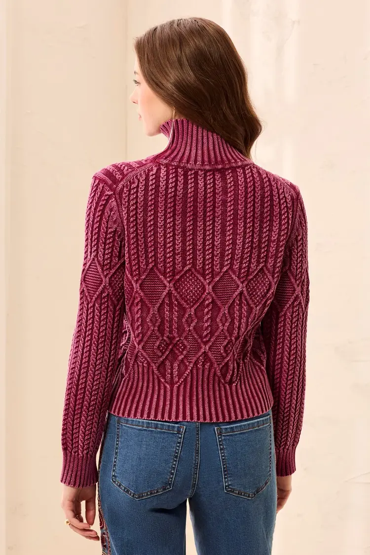 Tribal Tribal Mock Neck Sweater With Special Wash 6251O