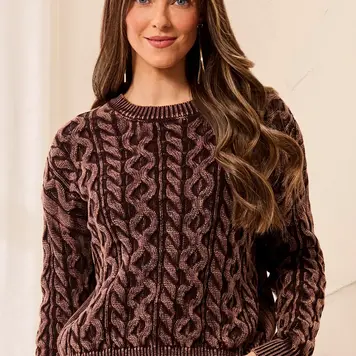 Tribal Tribal Crew Neck Sweater With Special Wash 6243O