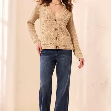Tribal Tribal Sweater Cardigan With Special Wash Effect 6246O