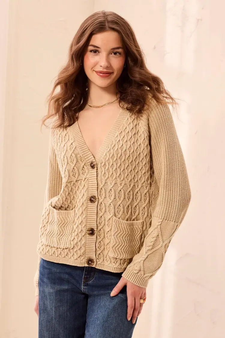 Tribal Tribal Sweater Cardigan With Special Wash Effect 6246O