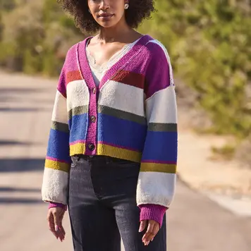 Tribal Tribal Puff Sleeve Sweater Cardigan 6345O