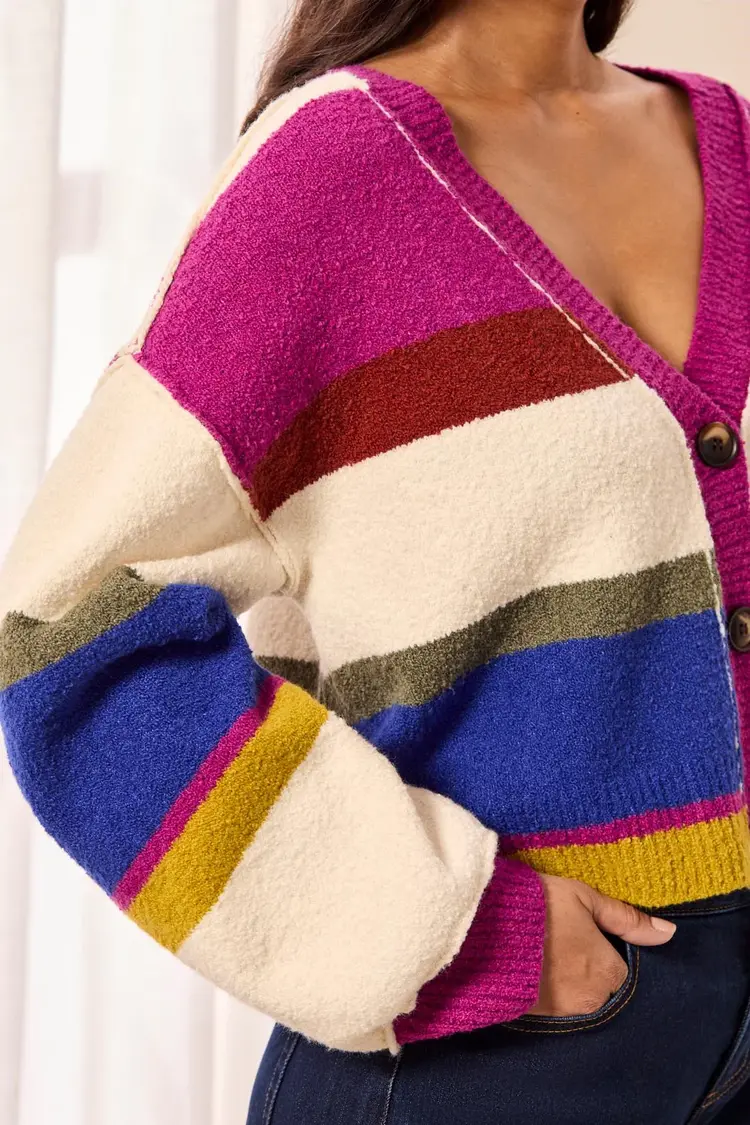 Tribal Tribal Puff Sleeve Sweater Cardigan 6345O